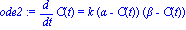 ode2 := diff(C(t), t) = k*(alpha-C(t))*(beta-C(t))