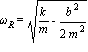 omega[R] = sqrt(k/m-b^2/(2*m^2))