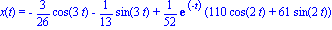 x(t) = -3/26*cos(3*t)-1/13*sin(3*t)+1/52*exp(-t)*(110*cos(2*t)+61*sin(2*t))