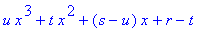 u*x^3+t*x^2+(s-u)*x+r-t