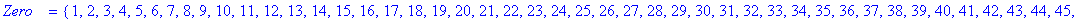 `\nZero ` = {1, 2, 3, 4, 5, 6, 7, 8, 9, 10, 11, 12,...