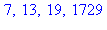 7, 13, 19, 1729