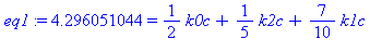 4.296051044 = 1/2*k0c+1/5*k2c+7/10*k1c
