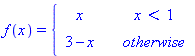 f(x) = piecewise(x < 1, x, 3-x)