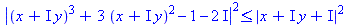 abs((x+I*y)^3+3*(x+I*y)^2+(-1-2*I))^2 <= abs(x+I*y+I)^2