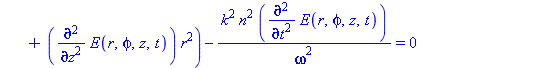 pde1 := ((diff(E(r, phi, z, t), `$`(phi, 2)))+(diff(E(r, phi, z, t), r))*r+(diff(E(r, phi, z, t), `$`(r, 2)))*r^2+(diff(E(r, phi, z, t), `$`(z, 2)))*r^2)/r^2-k^2*n^2*(diff(E(r, phi, z, t), `$`(t, 2)))...