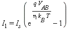 I[1] = I[s]*(exp(q*V[AB]/(eta*k[B]*T))-1)