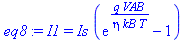I1 = Is*(exp(q*VAB/(eta*kB*T))-1)