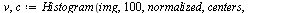 `:=`(v, c, Histogram(img, 100, normalized, centers, cumulative, autorange)); -1; `:=`(v1, convert(v, list)); -1; `:=`(c1, convert(c, list)); -1; `:=`(lst, zip(proc (x, y) options operator, arrow; [x, ...