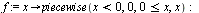 `:=`(f, proc (x) options operator, arrow; piecewise(`<`(x, 0), 0, `<=`(0, x), x) end proc); -1