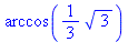 arccos(1/3*3^(1/2))