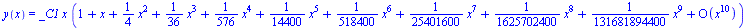 y(x) = `+`(`*`(_C1, `*`(x, `*`(series(`+`(1, x, `*`(`/`(1, 4), `*`(`^`(x, 2))), `*`(`/`(1, 36), `*`(`^`(x, 3))), `*`(`/`(1, 576), `*`(`^`(x, 4))), `*`(`/`(1, 14400), `*`(`^`(x, 5))), `*`(`/`(1, 518400...
