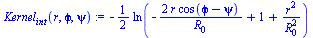 `+`(`-`(`*`(`/`(1, 2), `*`(ln(`+`(`-`(`/`(`*`(2, `*`(r, `*`(cos(`+`(`ϕ`, `-`(psi)))))), `*`(R[0]))), 1, `/`(`*`(`^`(r, 2)), `*`(`^`(R[0], 2)))))))))