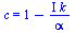c = `+`(1, `-`(`/`(`*`(`+`(I), `*`(k)), `*`(alpha))))