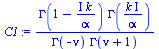`:=`(C1, `/`(`*`(GAMMA(`+`(1, `-`(`/`(`*`(`+`(I), `*`(k)), `*`(alpha))))), `*`(GAMMA(`/`(`*`(k, `*`(I)), `*`(alpha))))), `*`(GAMMA(`+`(`-`(nu))), `*`(GAMMA(`+`(nu, 1))))))