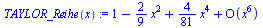 series(`+`(1, `-`(`*`(`/`(2, 9), `*`(`^`(x, 2)))), `*`(`/`(4, 81), `*`(`^`(x, 4))))+O(`^`(x, 6)),x,6)