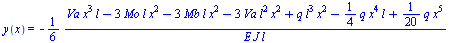y(x) = `+`(`-`(`/`(`*`(`/`(1, 6), `*`(`+`(`*`(Va, `*`(`^`(x, 3), `*`(l))), `-`(`*`(3, `*`(Mo, `*`(l, `*`(`^`(x, 2)))))), `-`(`*`(3, `*`(Mb, `*`(l, `*`(`^`(x, 2)))))), `-`(`*`(3, `*`(Va, `*`(`^`(l, 2),...
