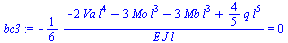 `+`(`-`(`/`(`*`(`/`(1, 6), `*`(`+`(`-`(`*`(2, `*`(Va, `*`(`^`(l, 4))))), `-`(`*`(3, `*`(Mo, `*`(`^`(l, 3))))), `-`(`*`(3, `*`(Mb, `*`(`^`(l, 3))))), `*`(`/`(4, 5), `*`(q, `*`(`^`(l, 5))))))), `*`(E, `...