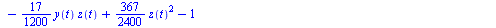 `+`(`*`(`/`(31, 144), `*`(`^`(x(t), 2))), `-`(`*`(`/`(5, 144), `*`(x(t), `*`(`^`(2, `/`(1, 2)), `*`(`^`(3, `/`(1, 2)), `*`(y(t))))))), `-`(`*`(`/`(5, 144), `*`(x(t), `*`(`^`(2, `/`(1, 2)), `*`(`^`(3, ...