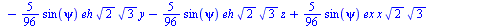 `+`(`-`(`*`(`/`(5, 144), `*`(epsi, `*`(x, `*`(`^`(2, `/`(1, 2)), `*`(`^`(3, `/`(1, 2)))))))), `-`(`*`(`/`(17, 1200), `*`(epsi, `*`(y)))), `*`(`/`(367, 1200), `*`(epsi, `*`(z))), `*`(`/`(31, 48), `*`(s...
