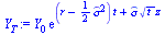 `*`(Y[0], `*`(exp(`+`(`*`(`+`(r, `-`(`*`(`/`(1, 2), `*`(`^`(`#mover(mi(