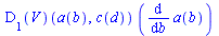`*`((D[1](V))(a(b), c(d)), `*`(diff(a(b), b)))