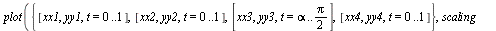 plot({[xx1, yy1, t = 0 .. 1], [xx2, yy2, t = 0 .. 1], [xx3, yy3, t = alpha .. `+`(`*`(`/`(1, 2), `*`(Pi)))], [xx4, yy4, t = 0 .. 1]}, scaling = constrained, color = black, axes = boxed)