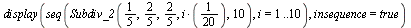 display(seq(Subdiv_2(`/`(1, 5), `/`(2, 5), `/`(2, 5), `+`(`*`(`/`(1, 20), `*`(i))), 10), i = 1 .. 10), insequence = true)