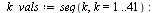 `:=`(k_vals, seq(k, k = 1 .. 41)); -1; `:=`(to_animate, [seq(pendulum(k), k = k_vals)]); -1; display(to_animate, insequence = true, scaling = constrained); 1