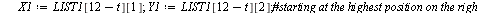 `:=`(pendulum, proc (t0) local cir, t, ray, X1, Y1; if `and`(`<`(11, t0), `<`(t0, 22)) then `:=`(t, `+`(t0, `-`(11))); `:=`(X1, LIST2[t][1]); `:=`(Y1, LIST2[t][2]) end if; if `<`(t0, 12) then `:=`(t, ...