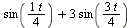`+`(sin(`/`(`*`(t), `*`(4))), `*`(3, `*`(sin(`/`(`*`(3, `*`(t)), `*`(4))))))