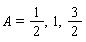 A = 1/2, 1, 3/2