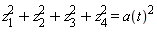 z[1]^2+z[2]^2+z[3]^2+z[4]^2 = a(t)^2